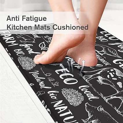 Non Skid Washable Anti Fatigue Mat Waterproof Cushioned Kitchen Matt for Standing 17.3"x29", Farmhouse