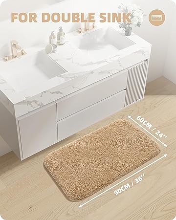 Upgrade Your Bathroom with Soft Plush White Microfiber Bath Mat - Non Slip, Absorbent, Washable, Quick Dry, 16"x24" Bath Rug Bathroom Carpet for Shower