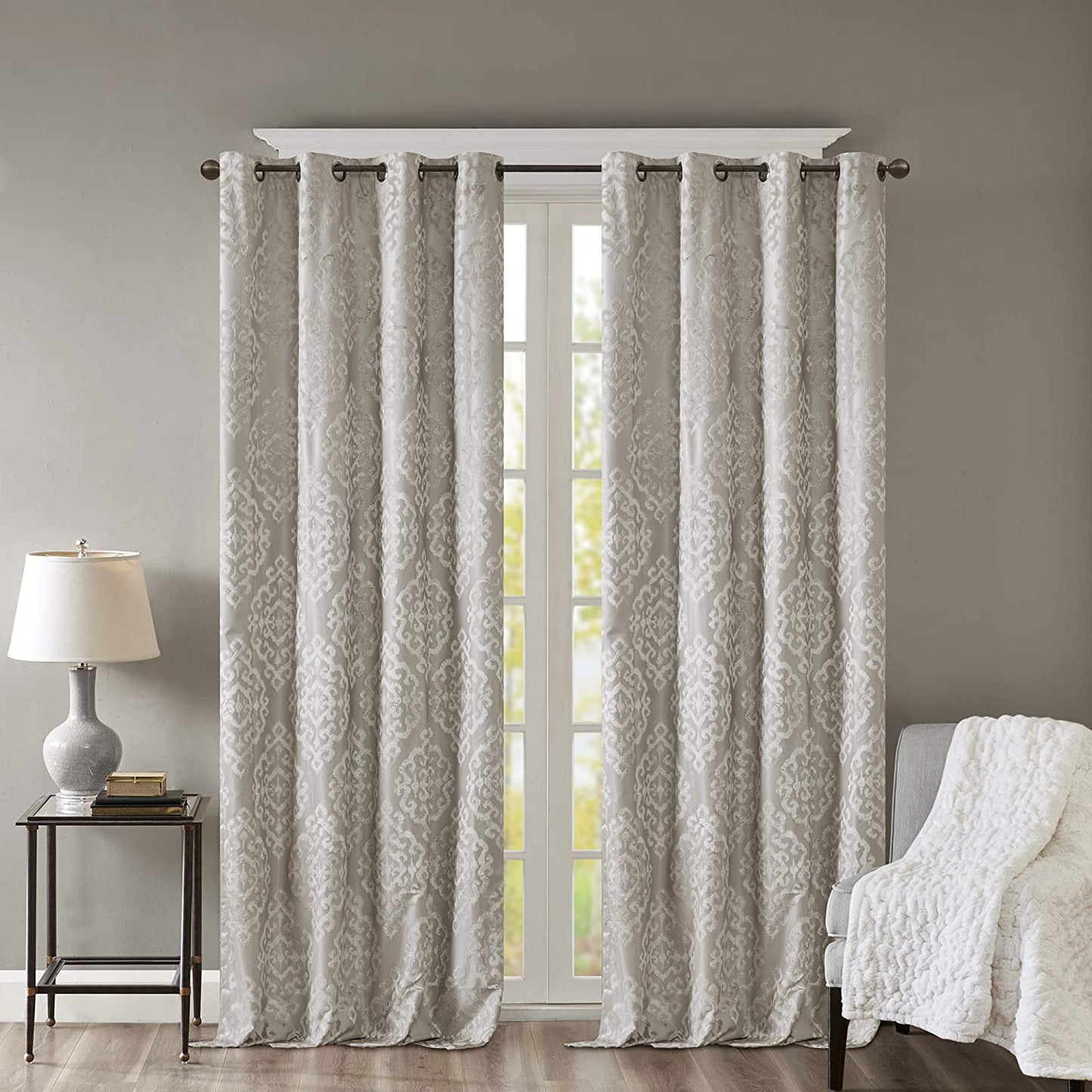 Blackout Curtains For Bedroom Mirage Damask Fabric Grommet, 50X95", 1-Panel Pack