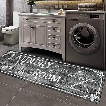 Laundry Room Rug 20"X59", Farmhouse Runner Rug Non Slip Waterproof Laundry Room Mat Floor Carpet for Kitchen, Washhouse, Mudroom