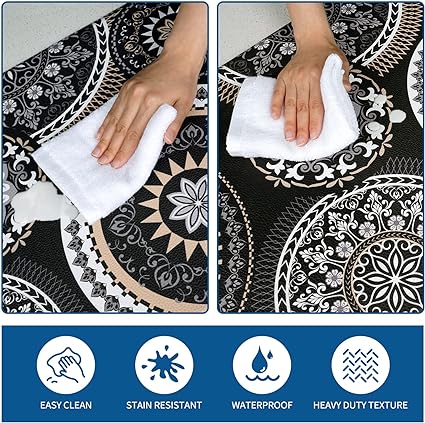 Sets of 2 Cushioned Anti-Fatigue Kitchen Rugs Non Slip Memory Foam Kitchen Mats and Rugs Waterproof Kitchen Floor Comfort Mats, 17'' x 47'' + 17'' x 30'', Brown