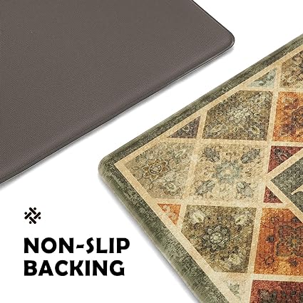 Colorful Stripe Anti Fatigue Non Slip Comfort Cushioned Standing Mat, 17"x47"+17"x30"