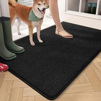 20"x32" Dark Grey Front Inside Absorbent Floor Mat, Non Slip Washable Entryway Rug