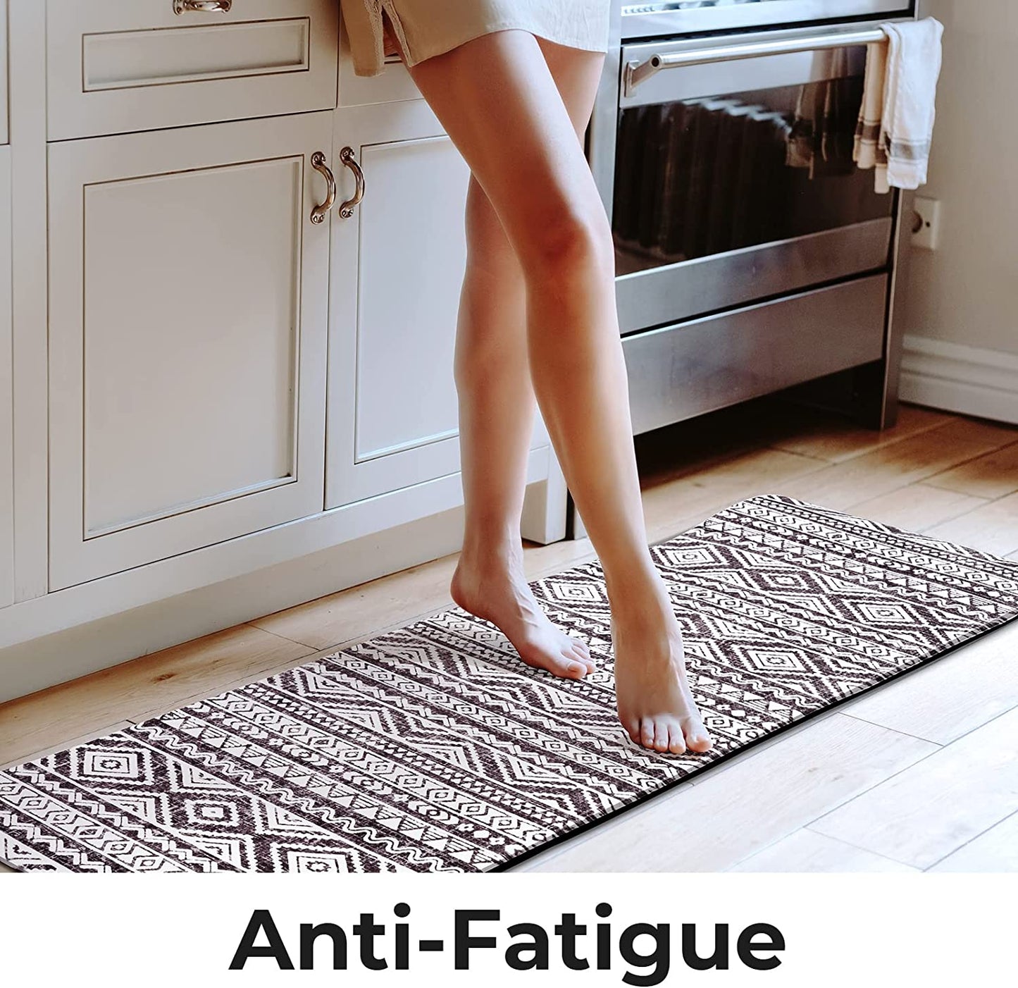 Anti Fatigue 2 Piece Set, Waterproof & Non-Skid Boho Cushioned Standing Washable Comfort Desk Kitchen Runners, 17x30+17x47