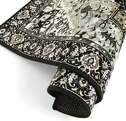 Non-Slip Distressed Vintage Persian Oriental, Small Accent Throw Low Pile Traditional Area Rug - 2' X 3'