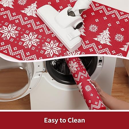 Washable Decorative Non Skid Christmas Kitchen Runner Mat, 17"x29"+17"x47"