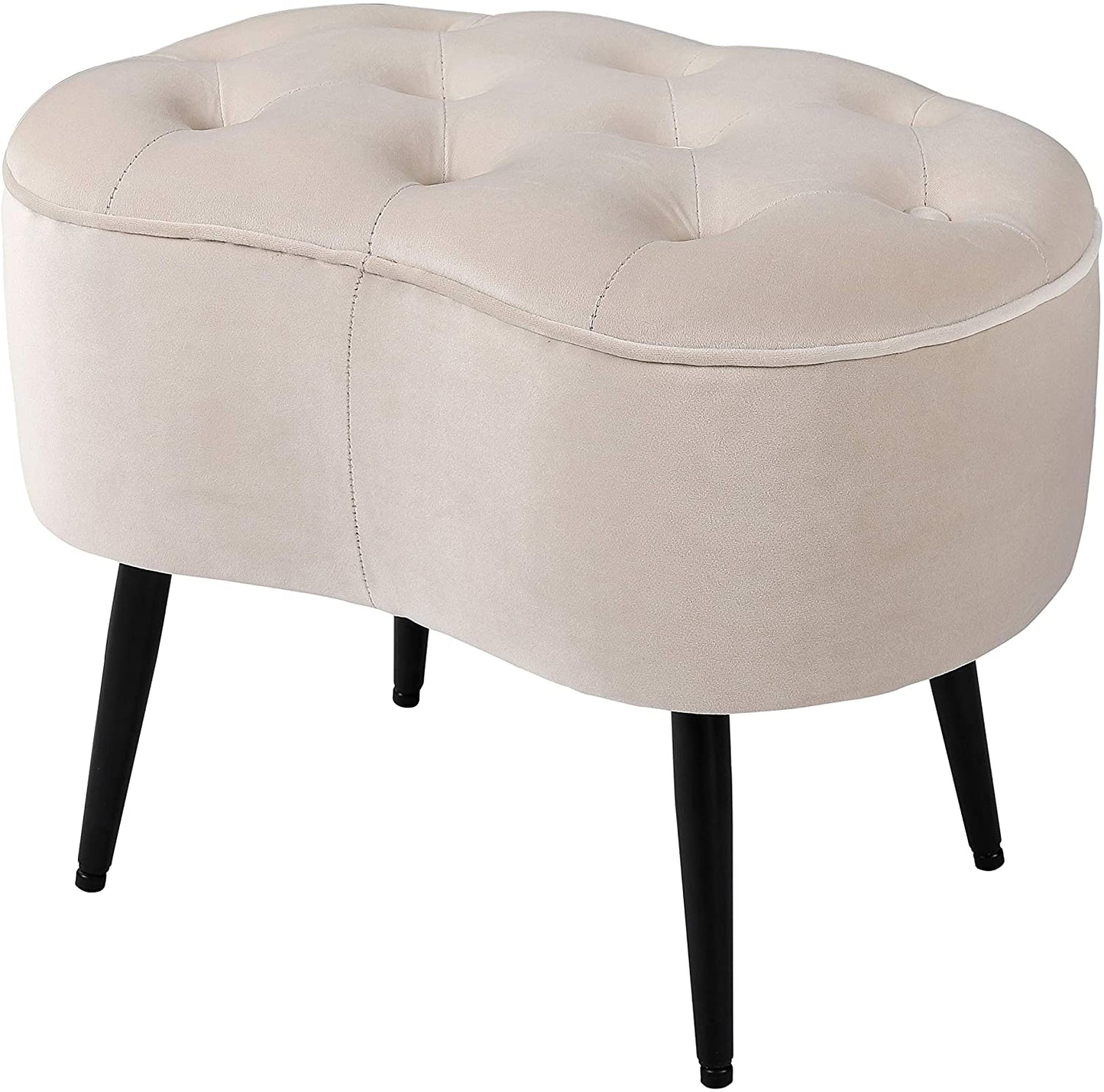 HOME Tufted Oblong Grey Ottoman Velvet Foot Stool