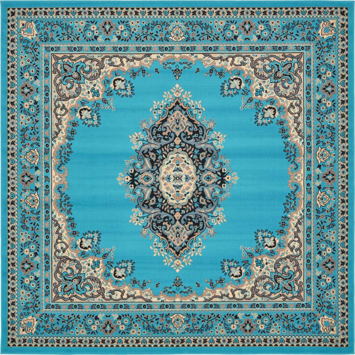 Traditional Turquoise Soft Area Rug