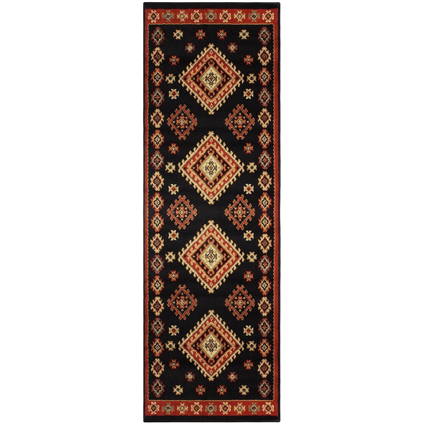 Southwest Style Bordered Black Area Rug