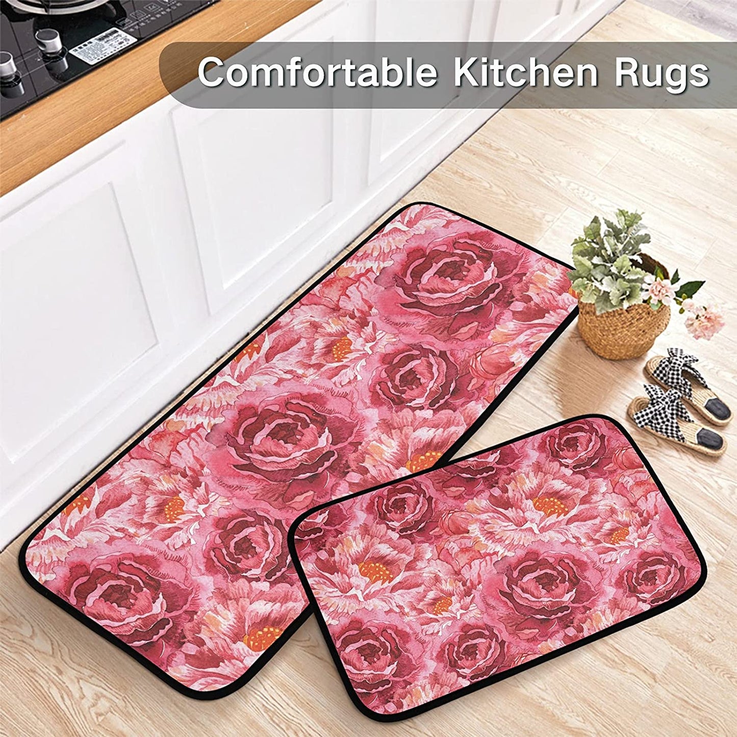 2 Pieces Honeycomb Beehive Wasp Bumblebee Anti Fatigue Kitchen Rug Set - 20"x28"+20"x47" 20"x28"+20"x47"