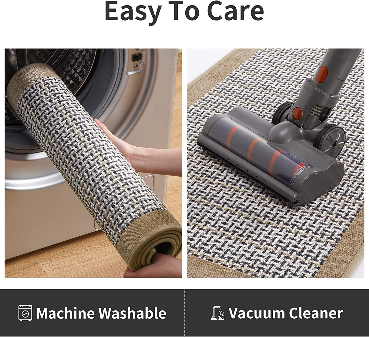 Non Skid Washable,2 Pieces Set Kitchen Rugs - (Light Brown, 20"x32"+20"x48")
