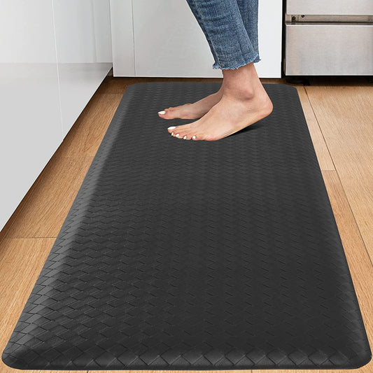 1/2 Inch Thick Cushioned Anti Fatigue Waterproof, Non-Skid & Washable Kitchen Mat - 17.3"x28"- Black