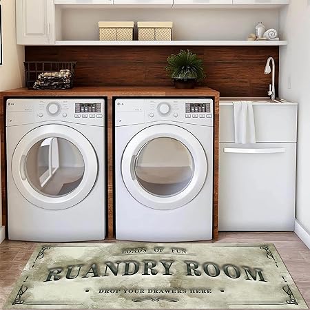 Laundry Room Rug 20"X59", Farmhouse Runner Rug Non Slip Waterproof Laundry Room Mat Floor Carpet for Kitchen, Washhouse, Mudroom