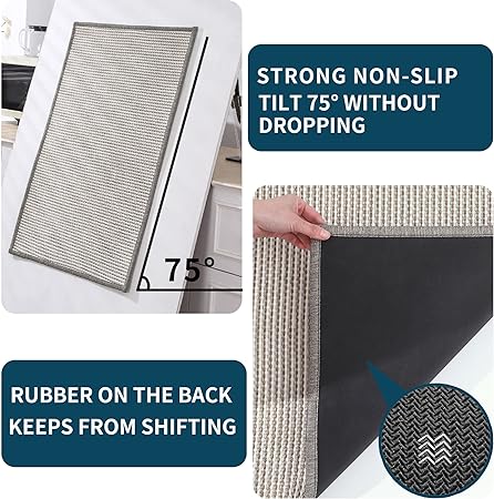 Sets of 2 Absorbent Non Skid Washable Kitchen Rugs and Mats, 17" x 30" + 17" x 59"