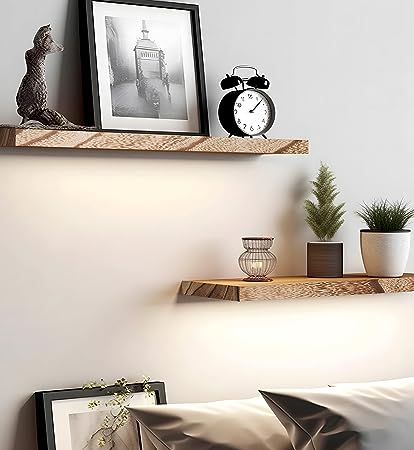 Nature Wood Floating Shelves for Wall Decor, Set of 4 Wooden 36 Inch