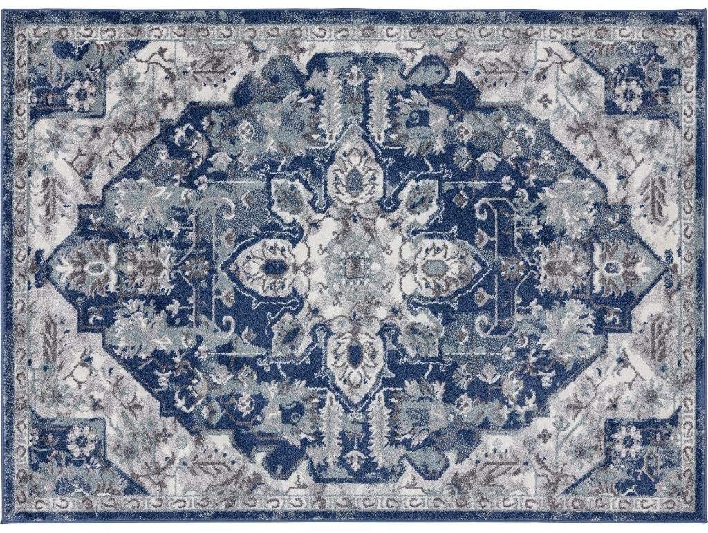Hampstead Collection Dark Blue Orientral Soft Area Rug