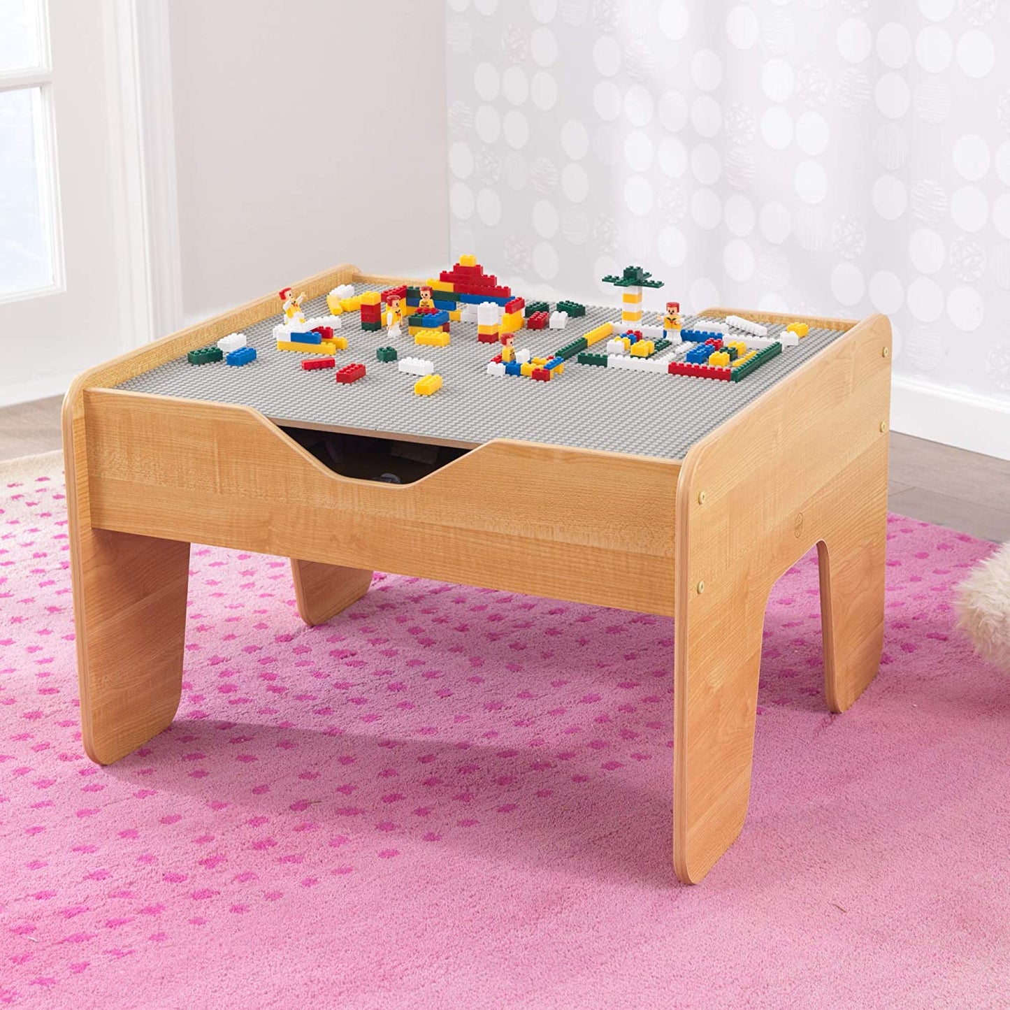 2-in-1 Activity Table with Board Gray/Natural