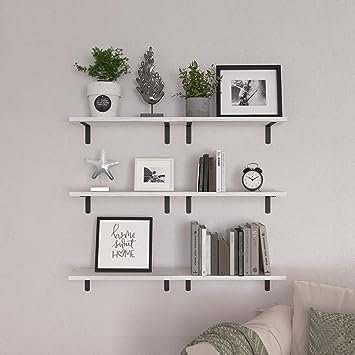 Set of 6 Wood Floating Wall Mounted