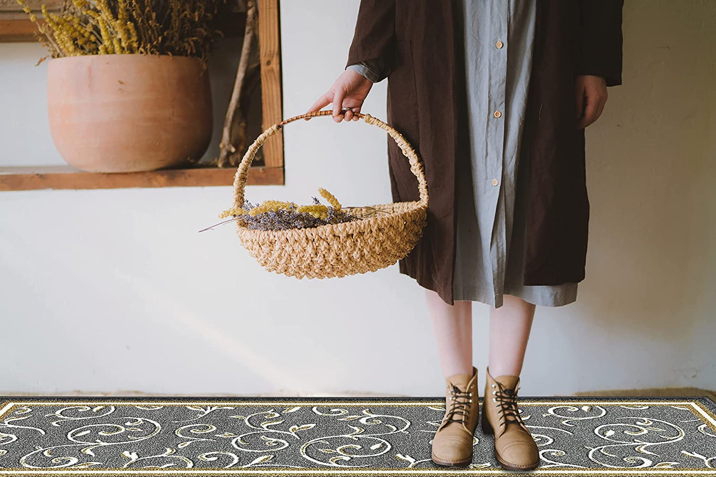 Non Slip Rubber Back  Kitchen Rug Anti Slip Stair Treads (Red, Runner (20" x 59"))