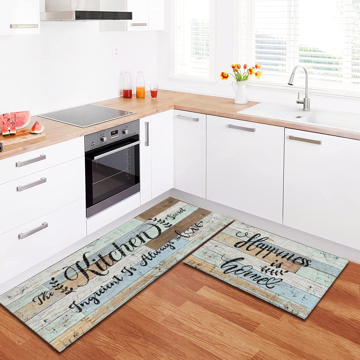 Anti Fatigue Non Slip Waterproof Washable Rug - 17x24+17x48inch Grey