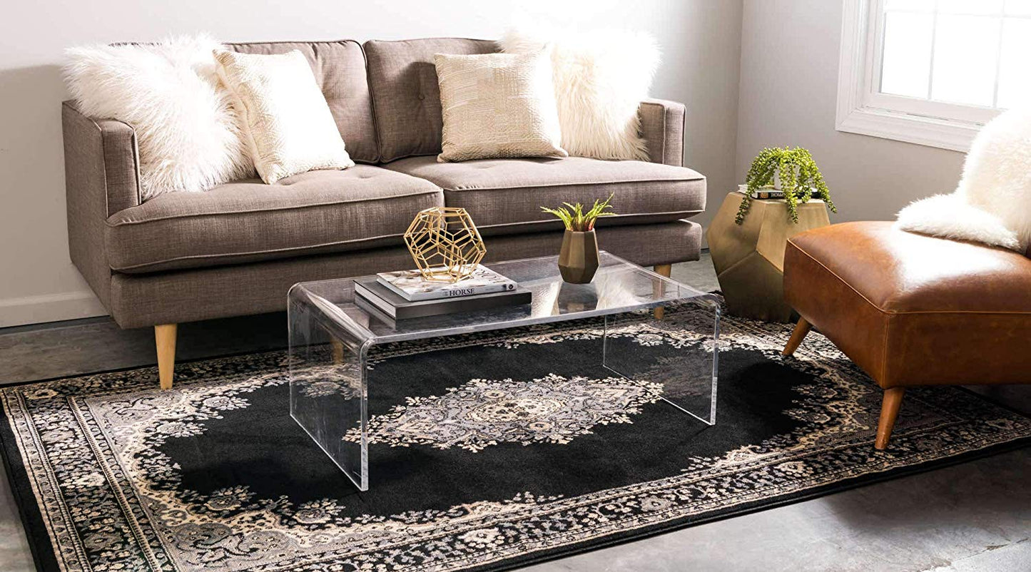 Traditional Medallion Black Soft Area Rug