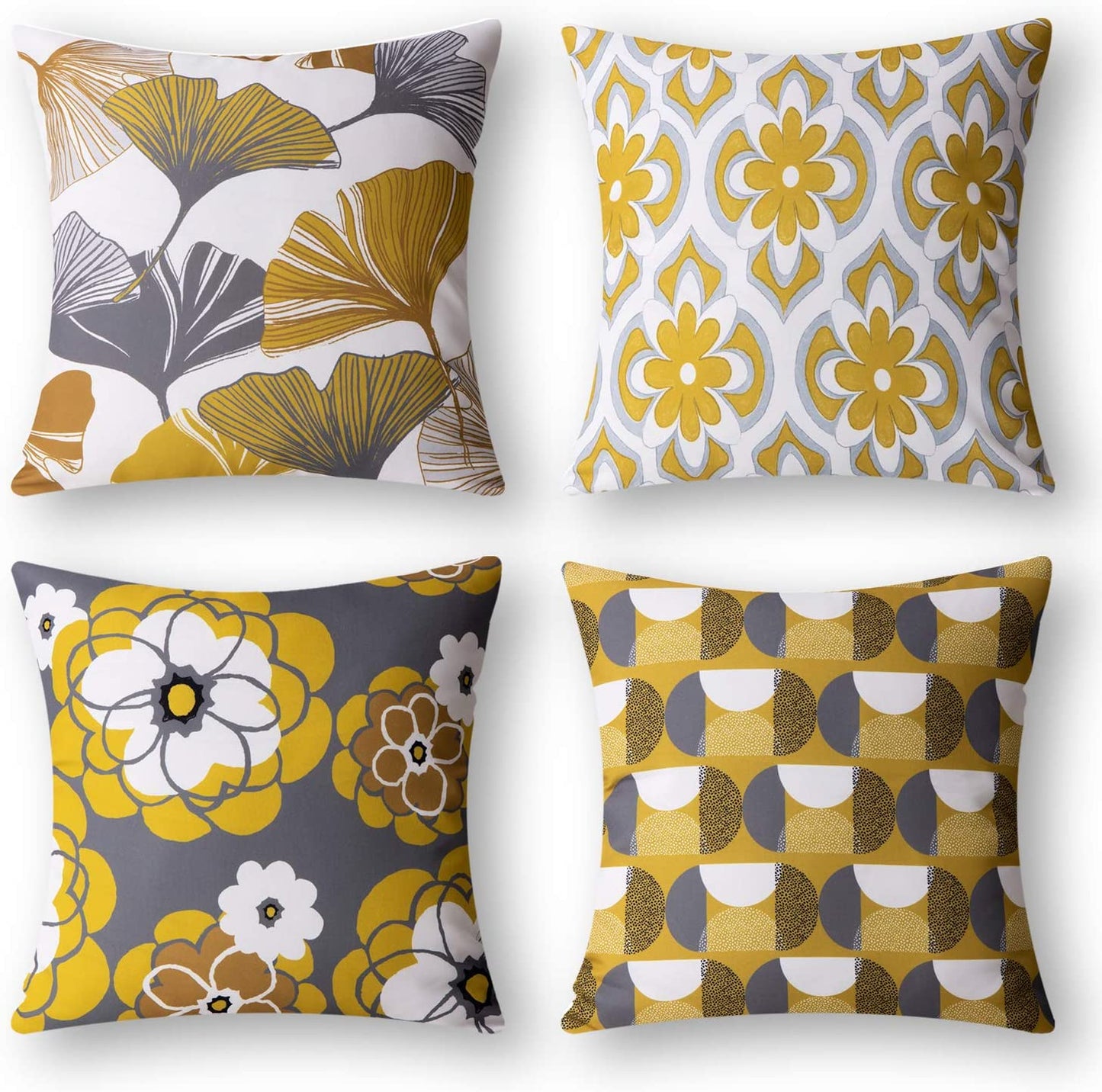Set of 4 New Living Series Ginkgo Double Side Print Decorative Throw Pillow Case Cushion Cover