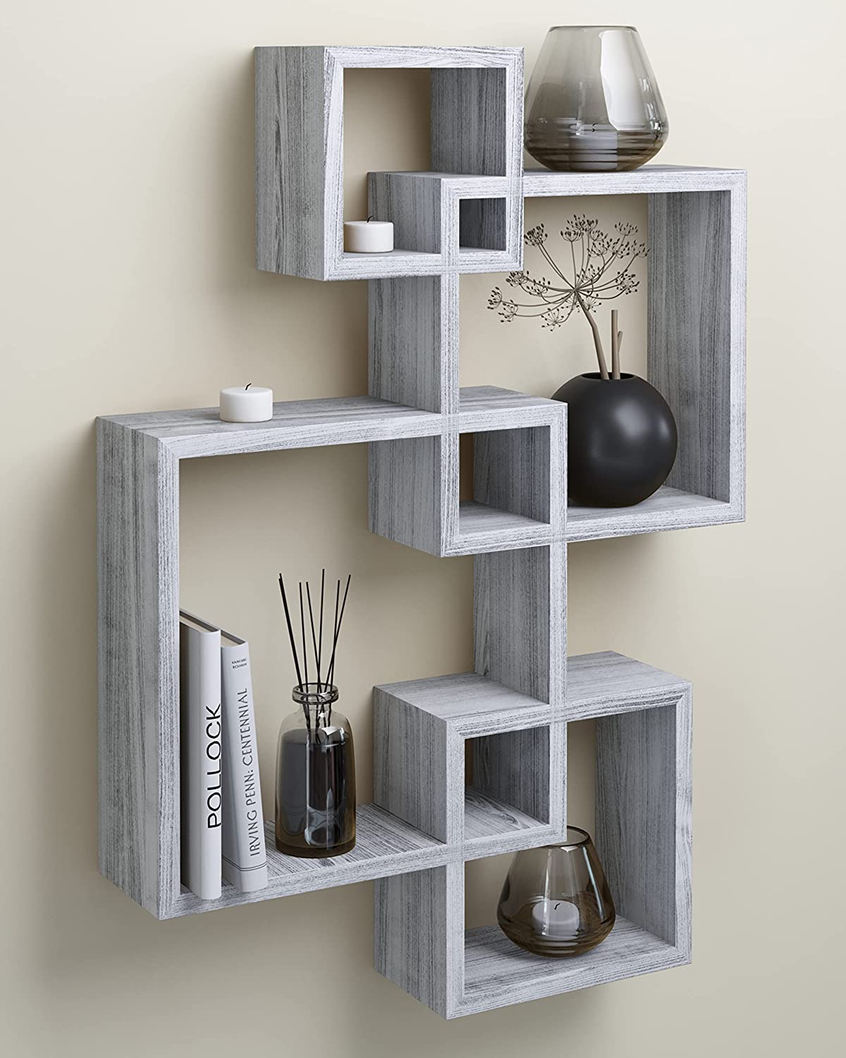 4 Cube Intersecting Wall Mounted Floating Shelves