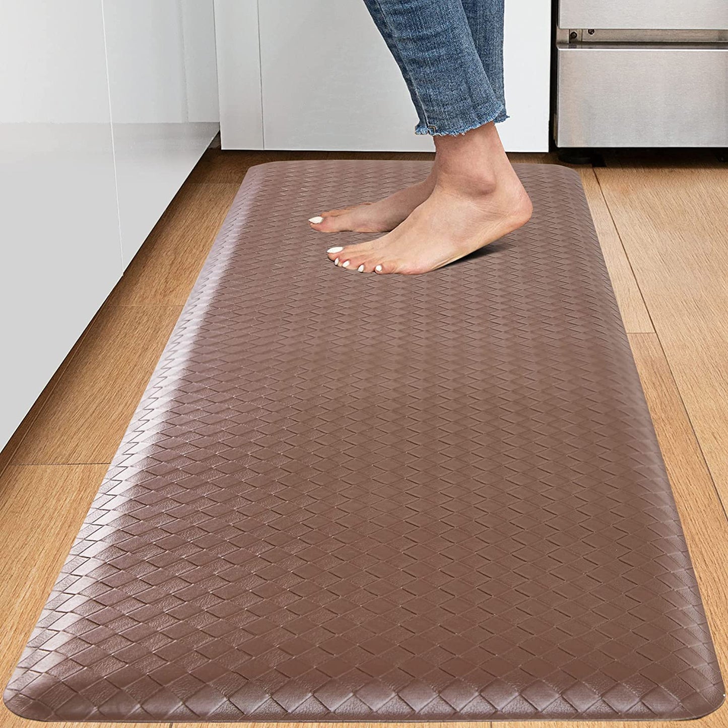 1/2 Inch Thick Cushioned Anti Fatigue Waterproof, Non-Skid & Washable Kitchen Mat - 17.3"x28"- Black