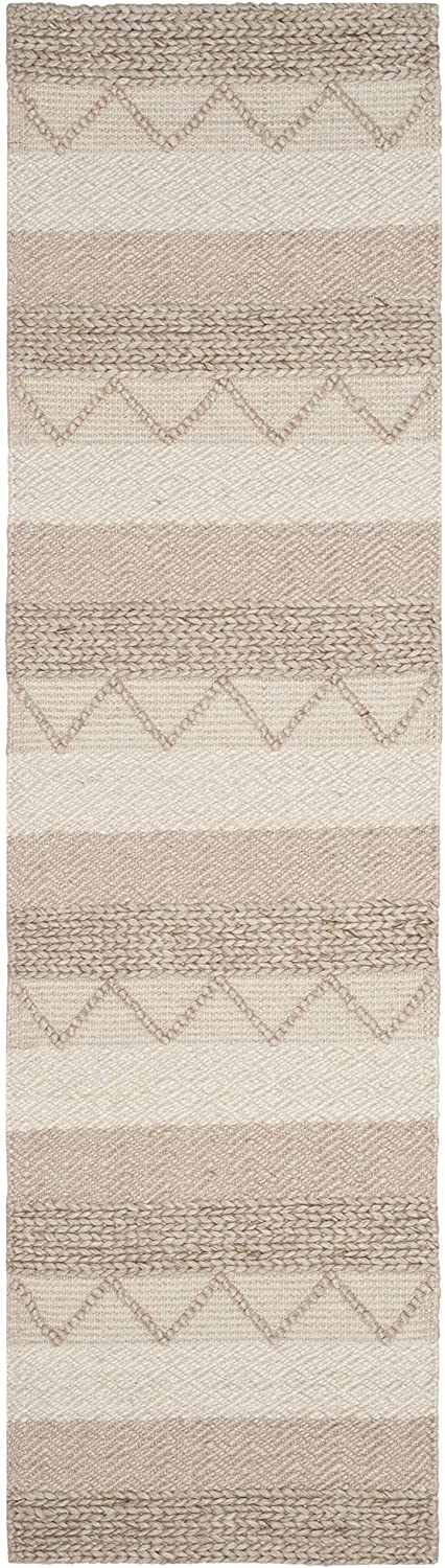 Natura Collection Handmade Moroccan Boho Tribal Wool & Viscose Area Rug Beige