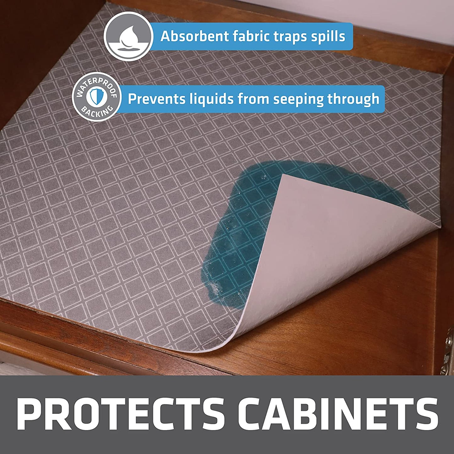 Under Sink, Waterproof Cabinet Protection, Absorbent Shelf Liners, Slip-Resistant, Non-Adhesive, Machine Washable, Durable Mats (USA Made)(24”x29”)(Charcoal)