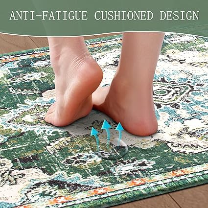 Anti Fatigue Kitchen Mats for Floor 2 Piece Set Green (17x29+17x59Inch)