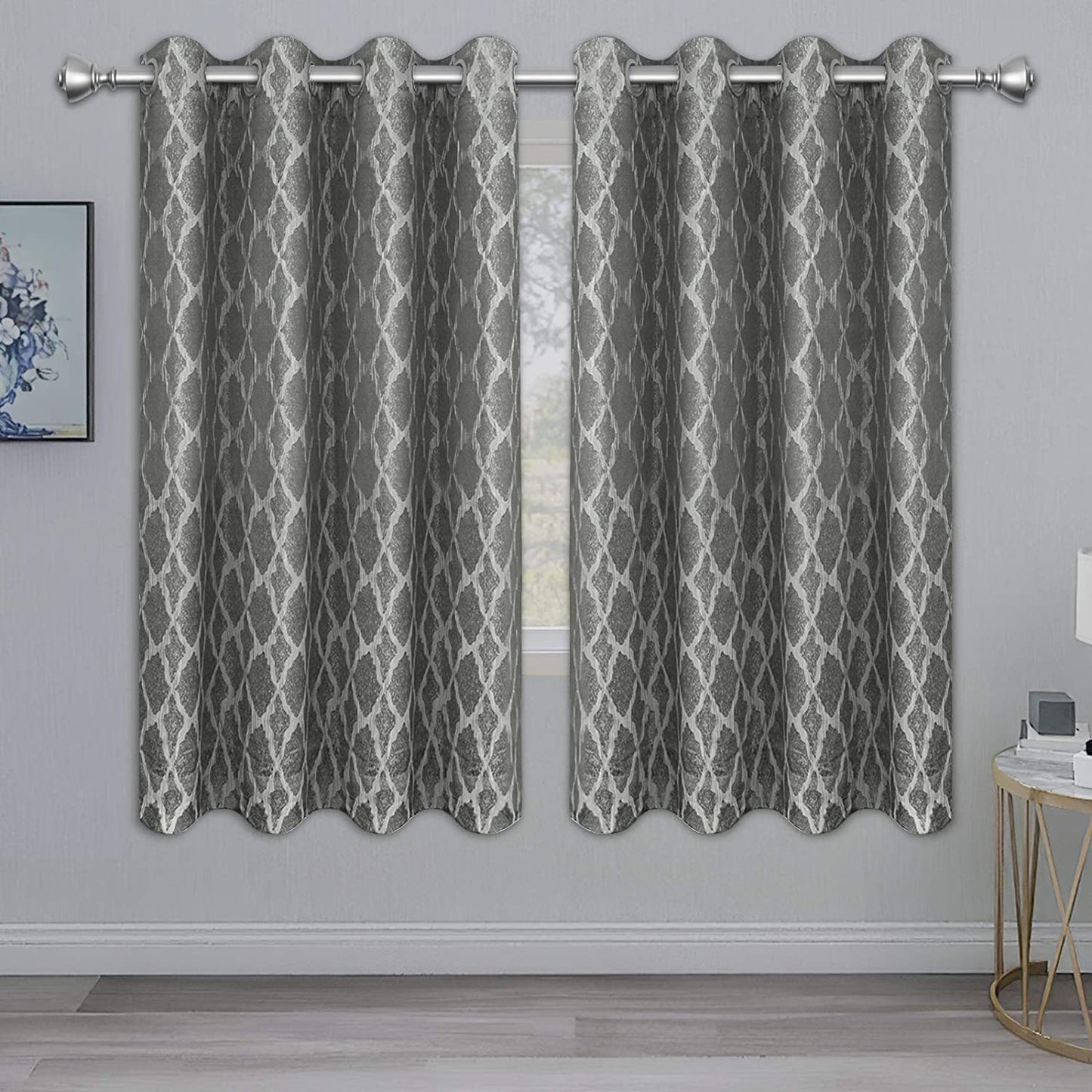 Jacquard Blackout Curtains for Bedroom, Cold/Heat/Sun Blocking and Noise Reduction Thermal Insulated Window Drapes, Camel, 52 x 63 inch Length, Set of 2 Grommet Curtain Panels