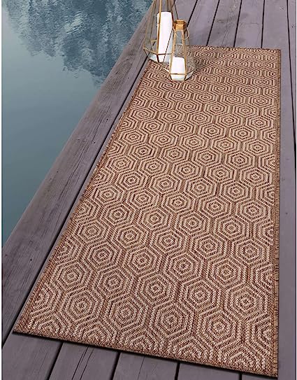 Palmaria Modern Geometric Textured Flat Weave Easy Cleaning Outdoor Rugs