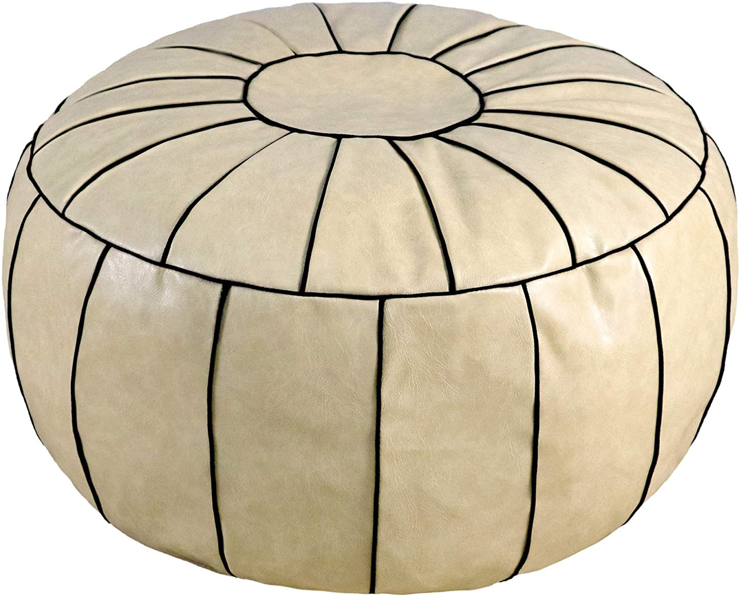 Handmade Moroccan Round Pouf Foot Stool Ottoman Seat Faux Leather Large Storage Bean Bag Floor Chair Foot Rest