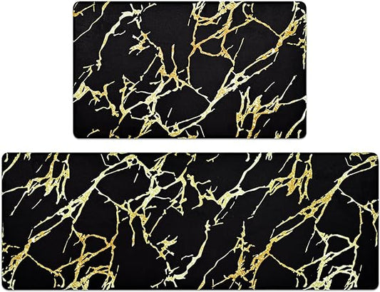 Cushioned Anti-Fatigue Waterproof Non-Slip Kitchen Mats and Rugs, 17''x47'' + 17''x30''