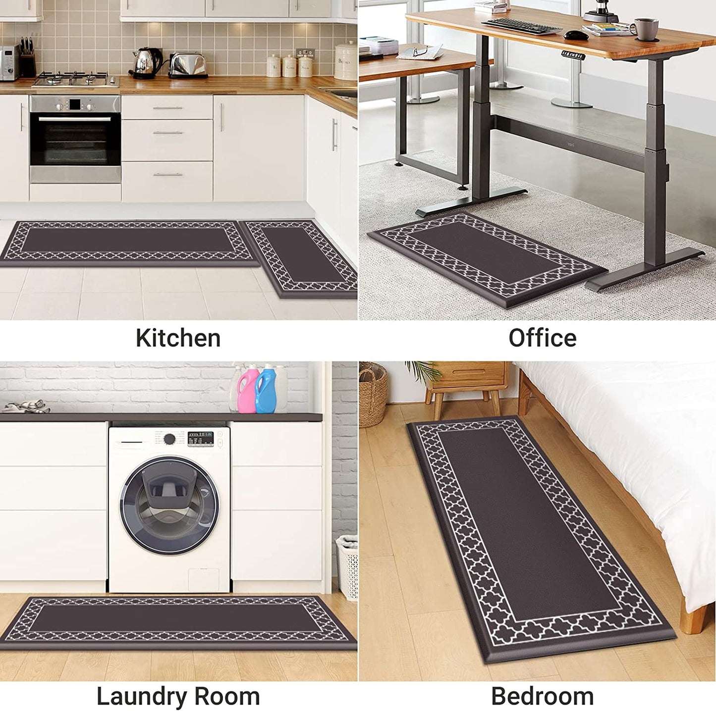 [2 PCS] Cushioned Anti-Fatigue Kitchen Rug Non Slip Kitchen Mats and Rugs