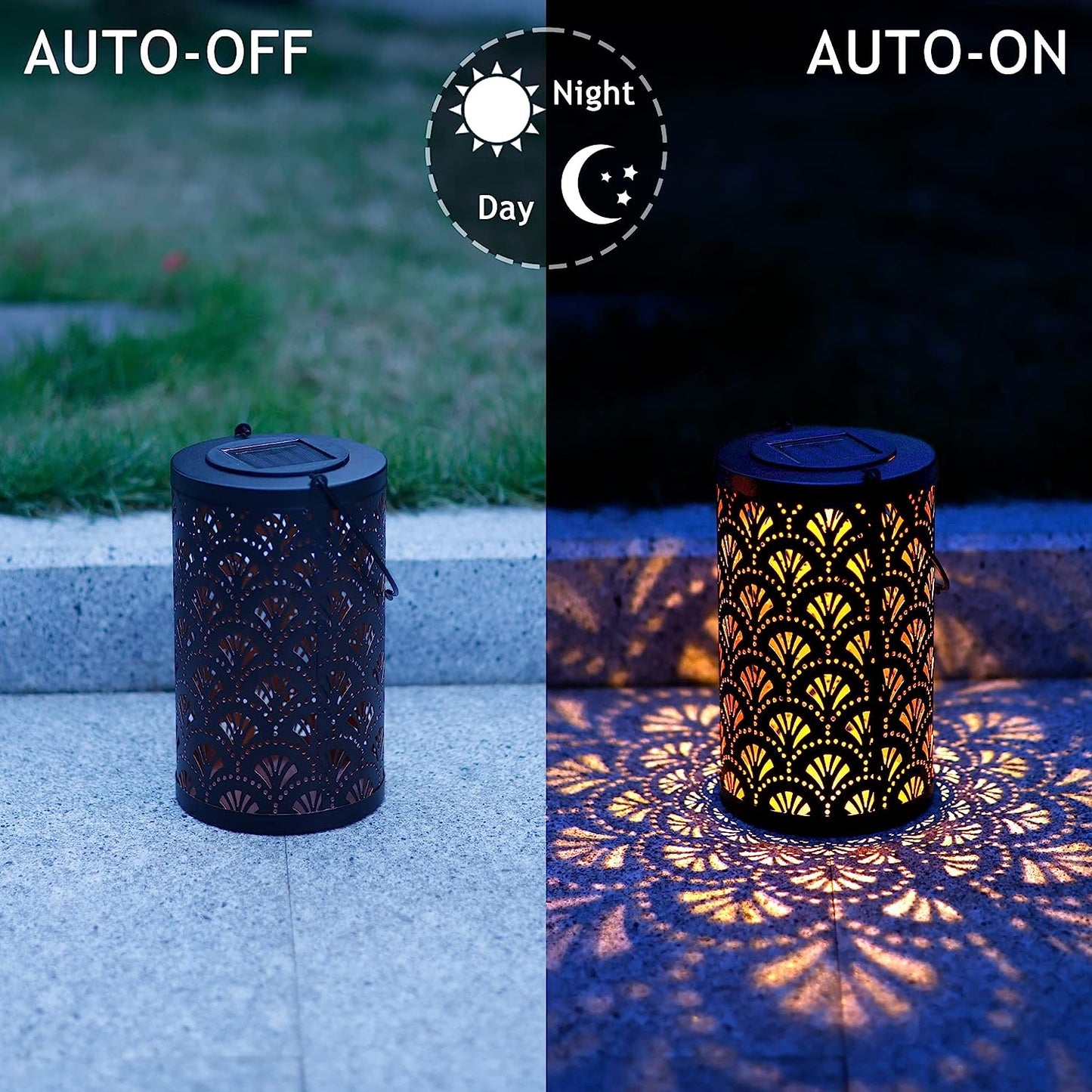 Solar Lantern Outdoor Waterproof, Hanging, Powered Lights, Backyard Porch Patio Balcony Teepee Lawn Pathway Tree-Flower