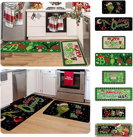 Green Monster Non Slip Christmas Kitchen Decoration, Set of 2