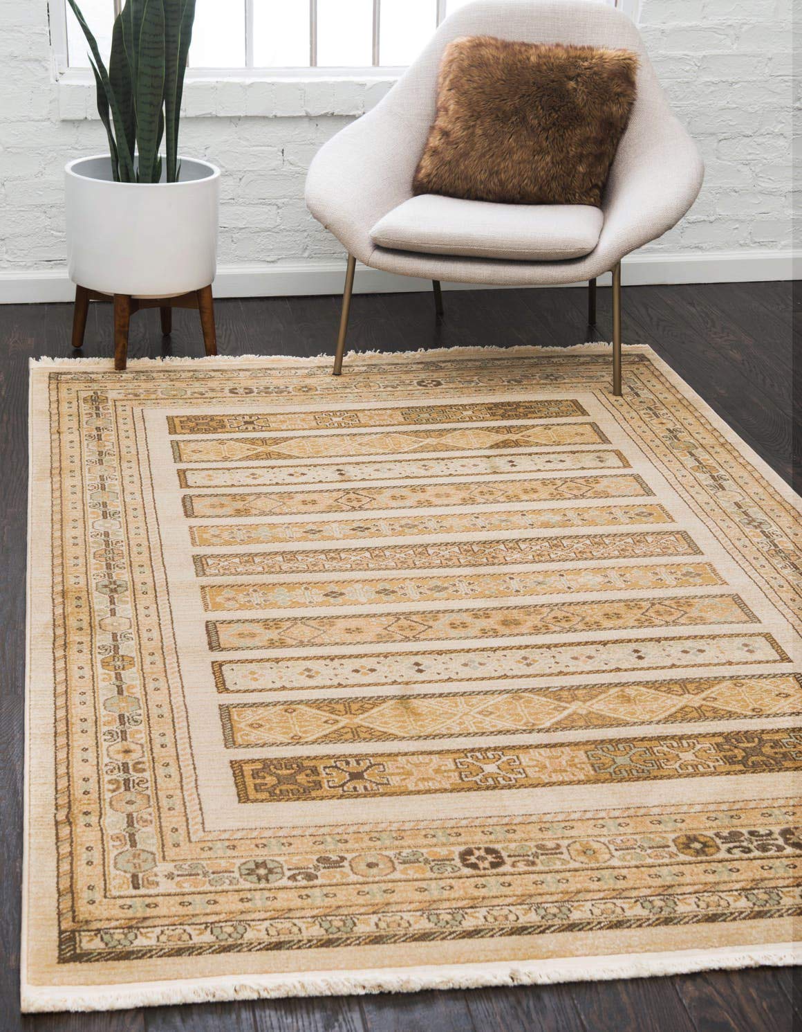 Tribal Pattern Beige Soft Area Rug