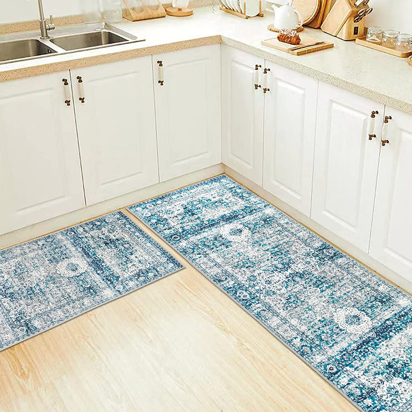 Set of 2 Non-Slip Bohemian Kitchen Runner Rug 63*19.7/31.5*19.7