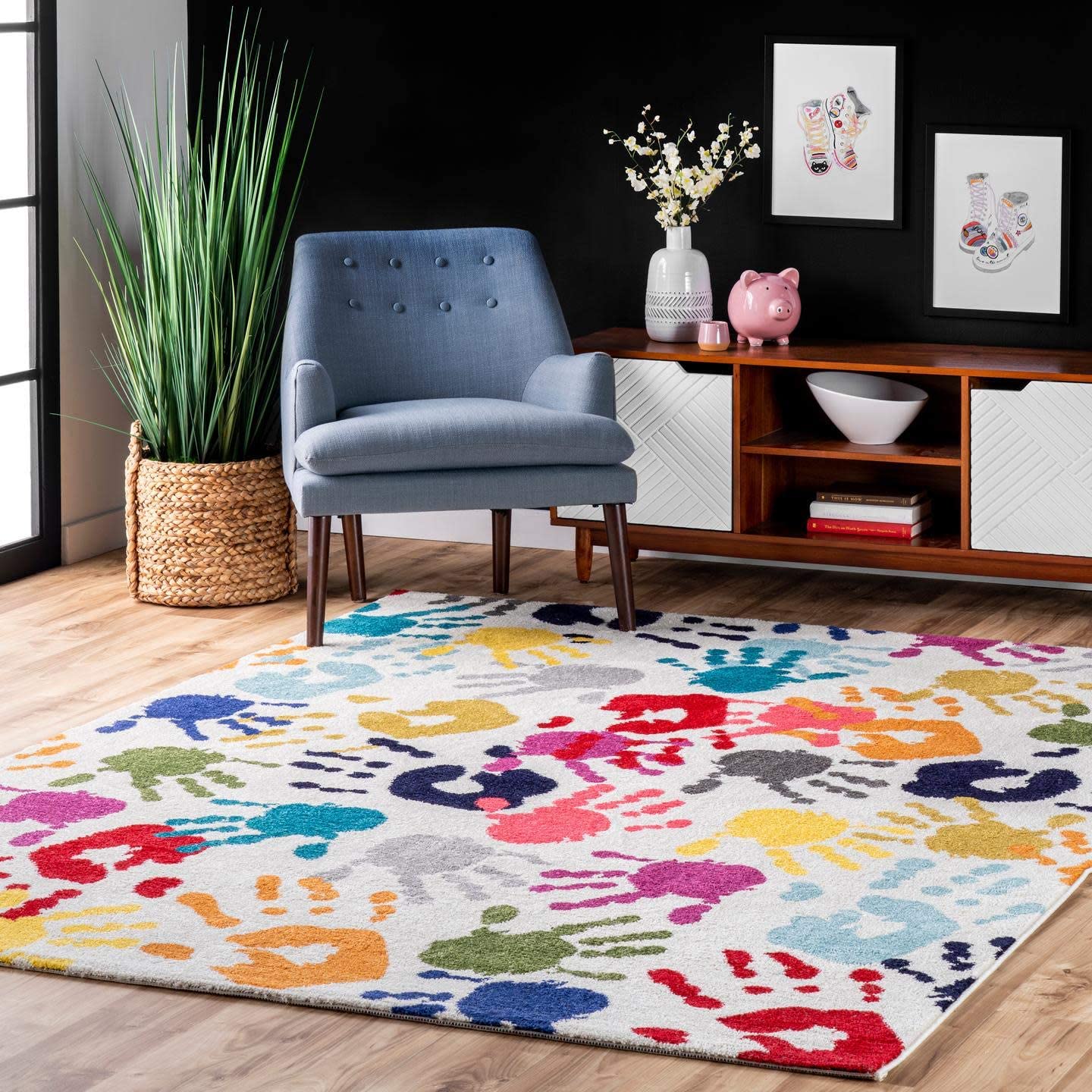 nuLOOM Handprint Nursery Kids Area Rug, 5' x 8', Multi