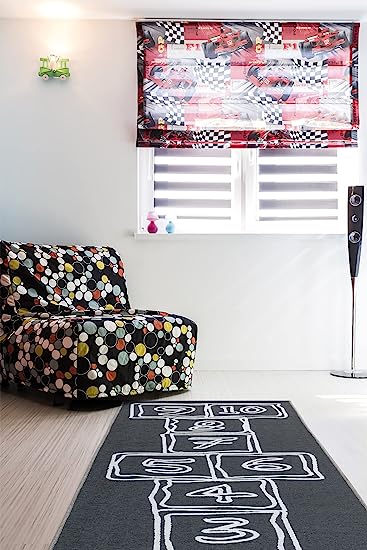 Machine Washable Wrinkle Free Abstract Hopscotch Design Cotton 3x6 Kid's Area Rug