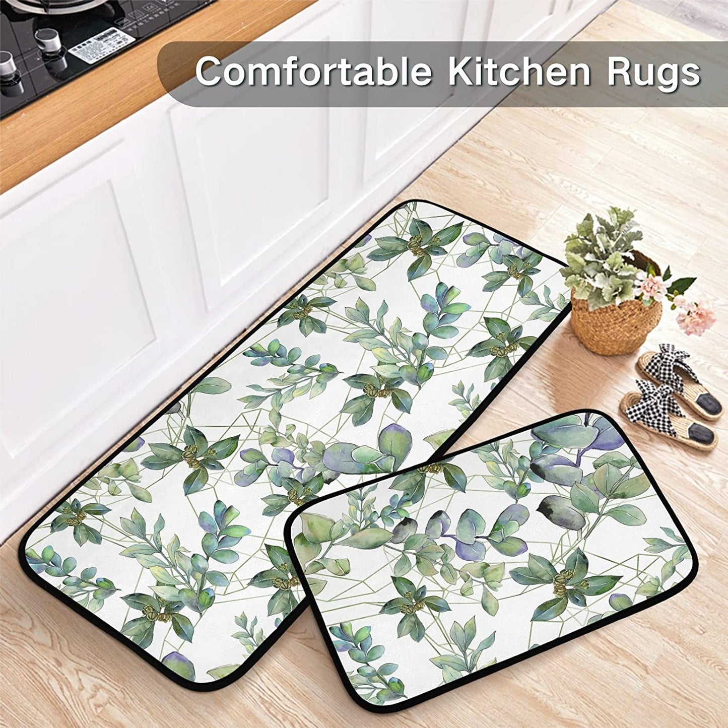 2 Pieces Honeycomb Beehive Wasp Bumblebee Anti Fatigue Kitchen Rug Set - 20"x28"+20"x47" 20"x28"+20"x47"