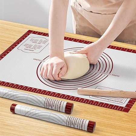 Silicone Pastry Mat for Baking, Pastry Dough Rolling Kneading Mat