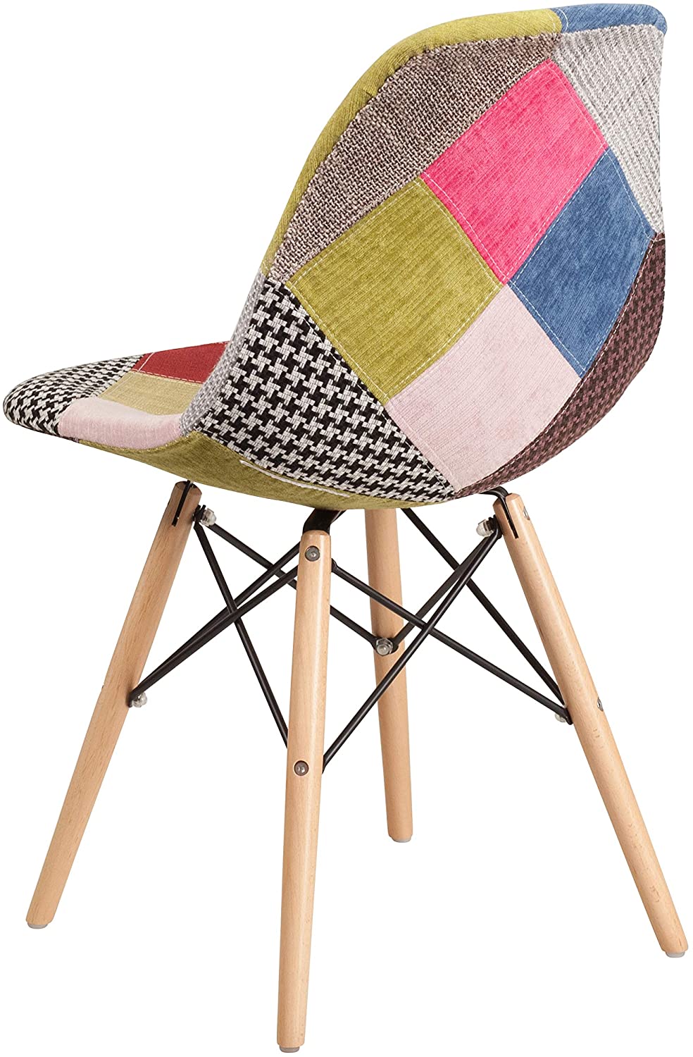 Furniture Elon Series Milan Patchwork Fabric Chair with Wooden Legs