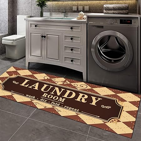 Laundry Room Rug 20"X59", Farmhouse Runner Rug Non Slip Waterproof Laundry Room Mat Floor Carpet for Kitchen, Washhouse, Mudroom