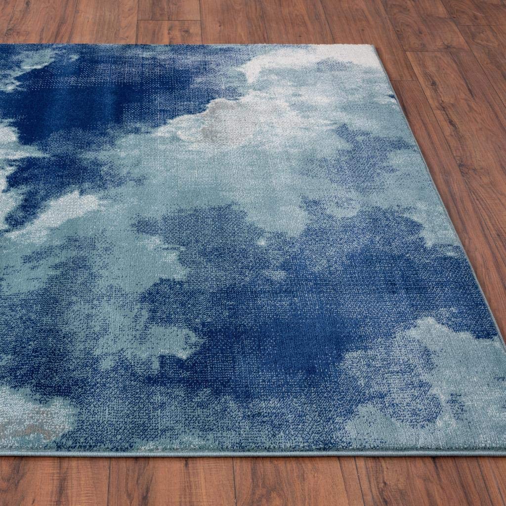 Victoria Collection Modern Soft Area Rug Blue