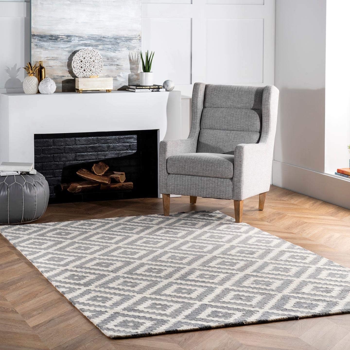 Kellee Contemporary Grey Wool Area Rug