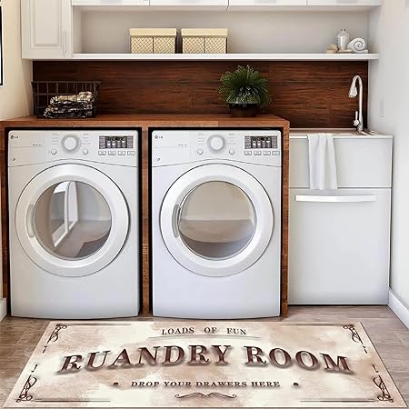 Laundry Room Rug 20"X59", Farmhouse Runner Rug Non Slip Waterproof Laundry Room Mat Floor Carpet for Kitchen, Washhouse, Mudroom