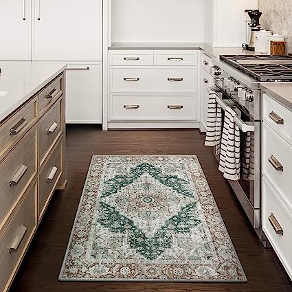 Non-Slip Distressed Vintage Persian Oriental, Small Accent Throw Low Pile Traditional Area Rug - 2' X 3'